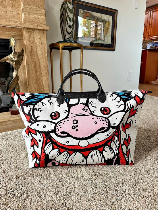 Longchamp Handbags - Longchamp Jeremy Scott x Longchamp Le Pliage Madballs Travel Bag White & Pink